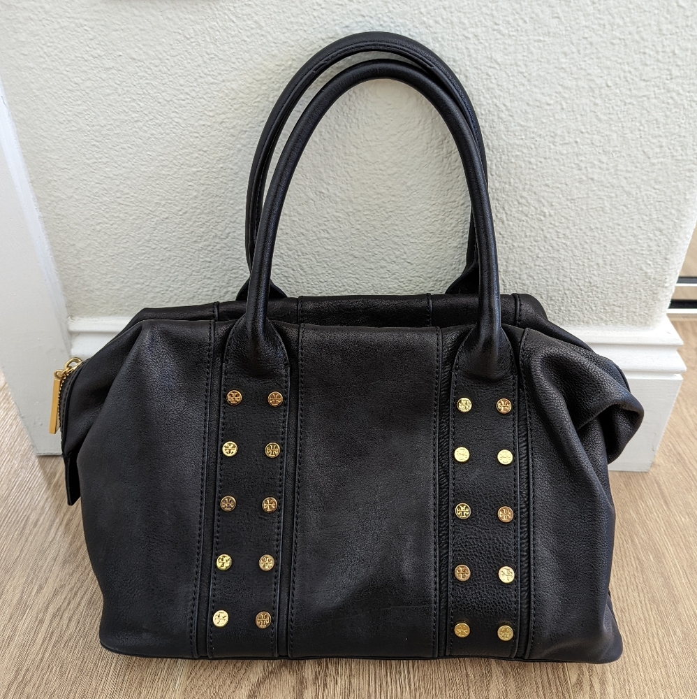 Tory Burch Black and Gold Handbag EUC